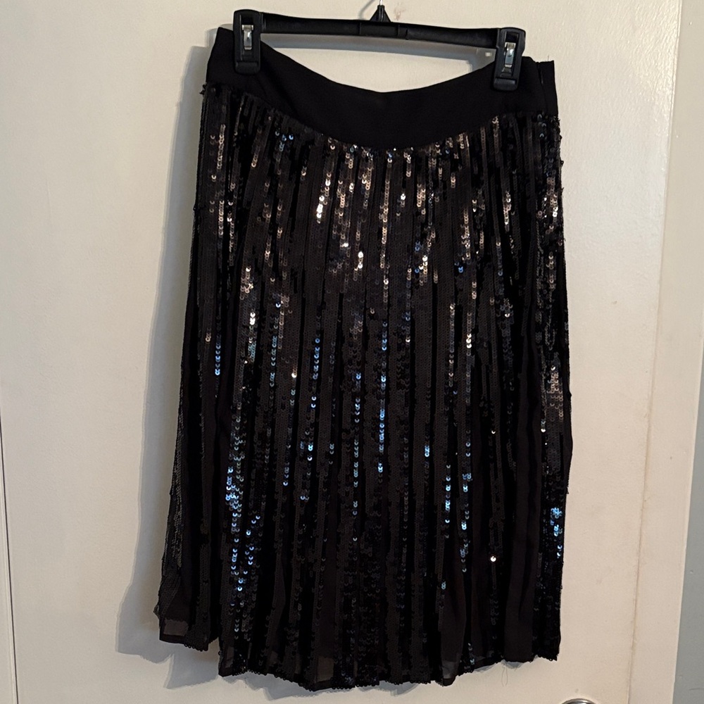 Express Black Sequin A-Line Skirt